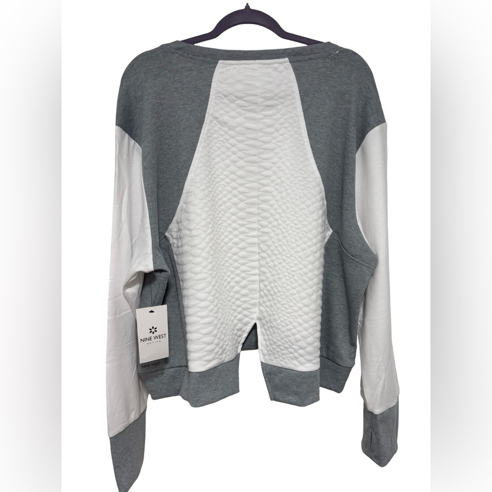 Nine West Contrast Panel Sweatshirt in Gray and White - Picture 2 of 8